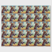 Retro Whippet Hunde-Gemälde Geschenkpapier (Flach)