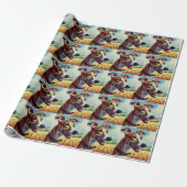 Retro Whippet Hunde-Gemälde Geschenkpapier (Ungerollt)