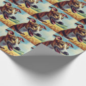 Retro Whippet Hunde-Gemälde Geschenkpapier (Ecke)