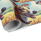 Retro Whippet Hunde-Gemälde Geschenkpapier (Rolleneckpunkt)