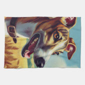 Retro Whippet Hunde-Gemälde Geschirrtuch (Horizontal)
