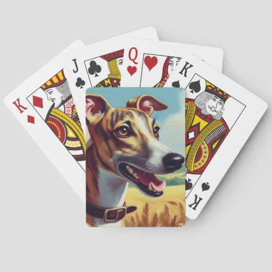 Retro Whippet Hunde-Gemälde Spielkarten (Rückseite)