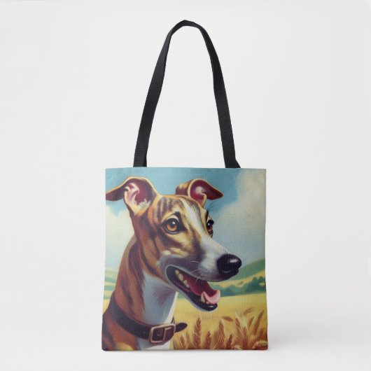 Retro Whippet Hunde-Gemälde Tasche (Vorderseite)