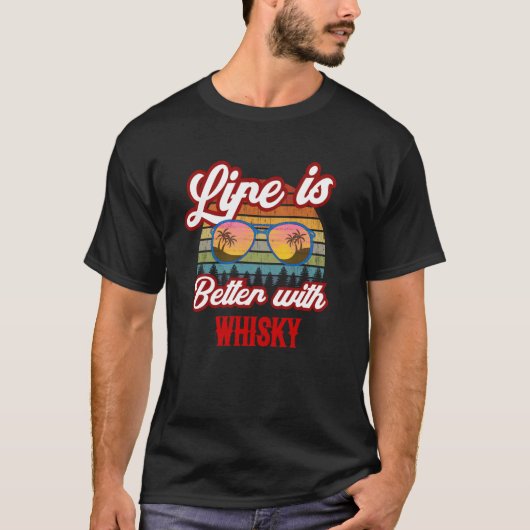 Retro Whisky Sunset  With Whisky T-Shirt (Vorderseite)
