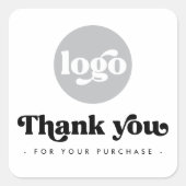 Retro White Add Logo Geschäft Vielen Dank Quadratischer Aufkleber (Vorderseite)