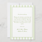 Retro White and Green Striped Wedding Photo Dankeskarte (Rückseite)