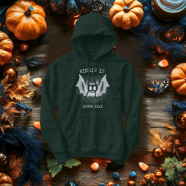 Retro White Bat - Retro Halftone Halloween Hoodie