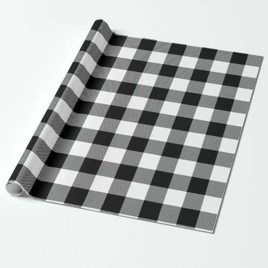 Retro White Black Christmas Neujahr Tartan Kariert Geschenkpapier (Ungerollt)