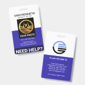 Retro White Blue Columns Medical Social Work Ausweis (Front & Back)