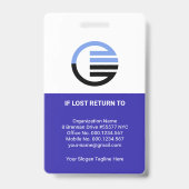 Retro White Blue Columns Medical Social Work Ausweis (Back)