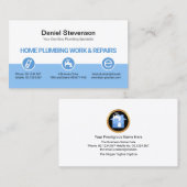 Retro White Blue Layers Plumbing Icon Tasten Visitenkarte (Vorne/Hinten)