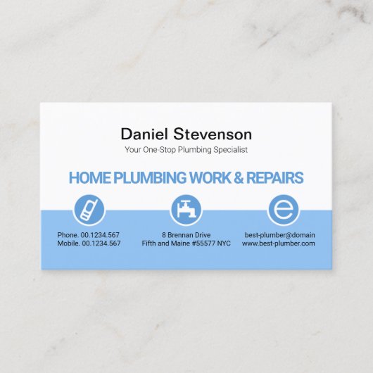 Retro White Blue Layers Plumbing Icon Tasten Visitenkarte (Vorderseite)