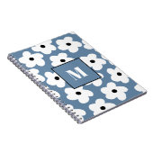 Retro White Blume Custom Monogram Notebook Notizblock (Rechte Seite)