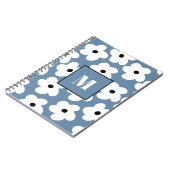 Retro White Blume Custom Monogram Notebook Notizblock (Linke Seite)