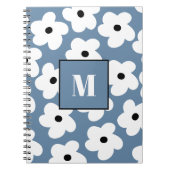 Retro White Blume Custom Monogram Notebook Notizblock (Vorderseite)