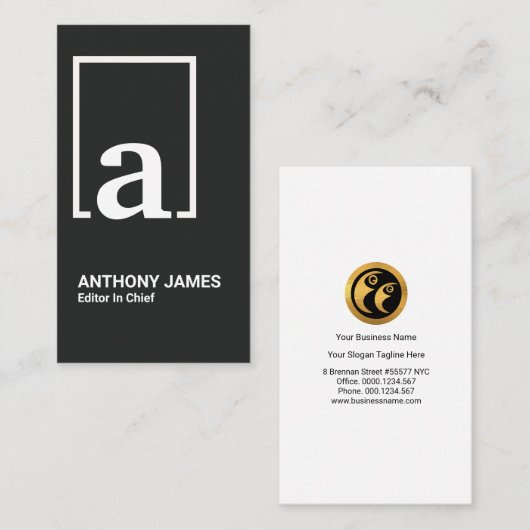 Retro White Box Einfaches Monogramm Visitenkarte (Vorne/Hinten)