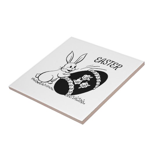 Retro White Bunny and Ostereier Keramik Tile Fliese (Seite)