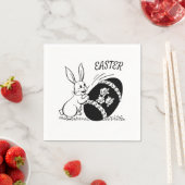 Retro White Bunny und Ostereier Papier Napkin Serviette (Beispiel)
