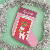 Retro White Cat and Mouse Kleiner Weihnachtsstrumpf