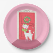 Retro White Cat and Mouse Paper Plate Pappteller (Vorderseite)