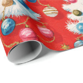 Retro White Christmas Trees Red Geschenkpapier (Rolleneckpunkt)
