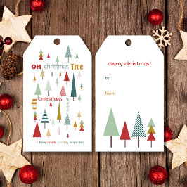 Retro White Colorful Oh Weihnachtsbaum Urlaub Geschenkanhänger