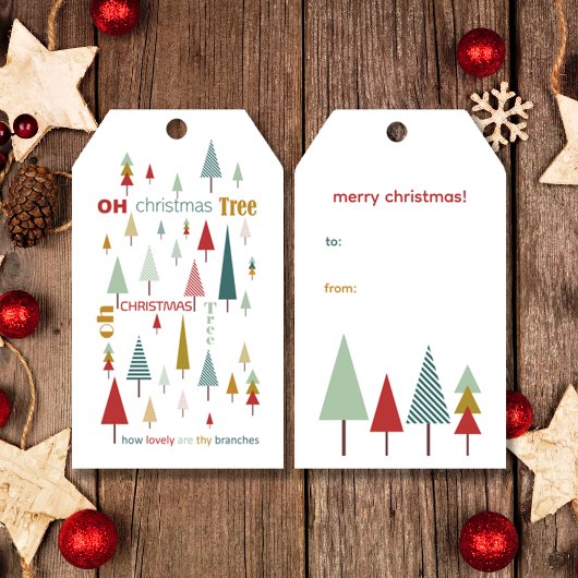 Retro White Colorful Oh Weihnachtsbaum Urlaub Geschenkanhänger