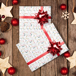 Retro White Colorful Oh Weihnachtsbaum Urlaub Geschenkpapier