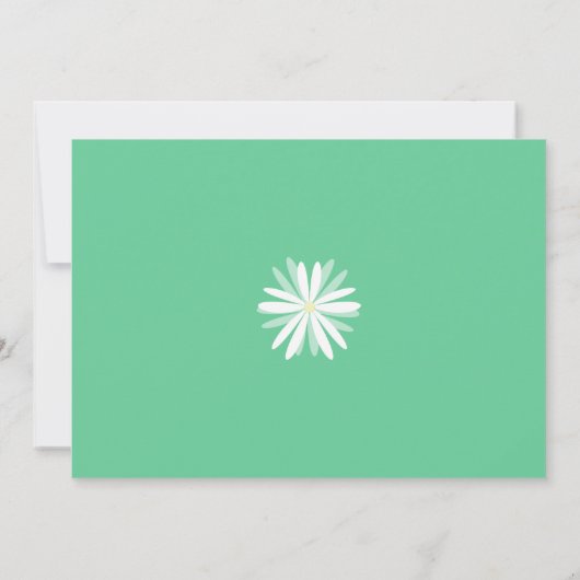 Retro White Daisies über grüne Hochzeit Einladung (Rückseite)