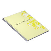 Retro White Daisy Yellow Leaf Border Personalisier Notizblock (Rechte Seite)