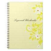 Retro White Daisy Yellow Leaf Border Personalisier Notizblock (Vorderseite)
