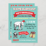 Retro White Elephant Weihnachten-Party Einladungen<br><div class="desc">Super Fun Weihnachtsgeschenke tauschen Party Einladungen mit dem Alten Weihnachtsmann und Elephant Clip Art mit großartigen Grafiken und Schriftart auf einem Aqua-Hintergrund in einem Poster-Stil. Die beiden Seiten sind für Ihre coole und angesagte Weihnachtsfeier der Weißen Elefanten dekoriert.</div>