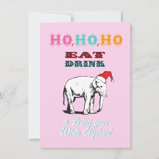 Retro White Elephant Weihnachten-Party Einladungen (Rückseite)