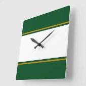 Retro White Forest Green Brown Racing Streifen Quadratische Wanduhr (Winkel)
