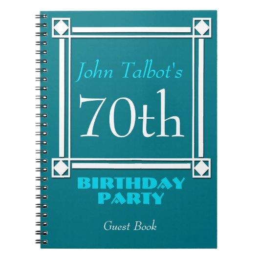 Retro White Frame 70. Geburtstag Gästebuch Notizblock (Vorderseite)