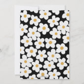 Retro White Gelb Big Daisy Blume Schwarzes Design Einladung (Rückseite)
