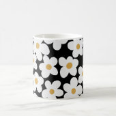 Retro White Gelb Big Daisy Blume Schwarzes Design Kaffeetasse (Mittel)