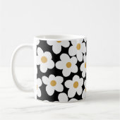 Retro White Gelb Big Daisy Blume Schwarzes Design Kaffeetasse (Links)