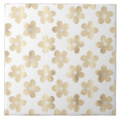 Retro White Gold Daisy Blume Fliese (Vorderseite)