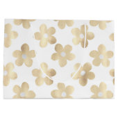 Retro White Gold Daisy Blume Große Geschenktüte (Rückseite)