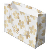 Retro White Gold Daisy Blume Große Geschenktüte (Rückseite Schrägansicht)
