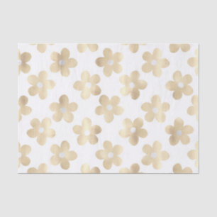 Retro White Gold Daisy Blume Seidenpapier