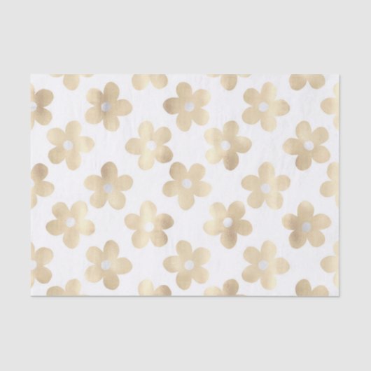 Retro White Gold Daisy Blume Seidenpapier (Vorderseite)