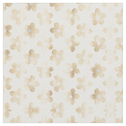 Retro White Gold Daisy Blume Stoff (Nahaufnahme)