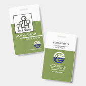 Retro White Green Column Company Employee ID Ausweis (Vorder- & Rückseite)