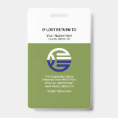 Retro White Green Column Company Employee ID Ausweis (Rückseite)