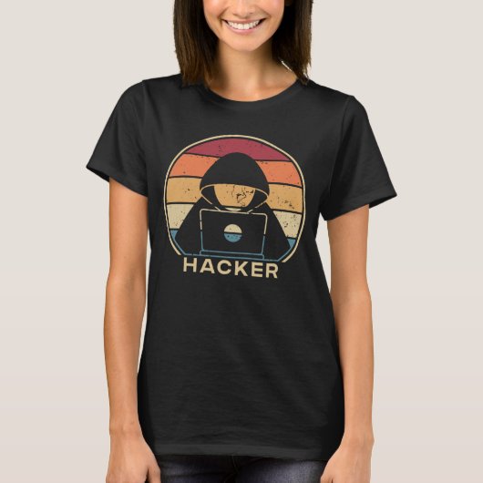 Retro White Hat Black Ethical Hacking Hacker T-Shirt (Vorderseite)