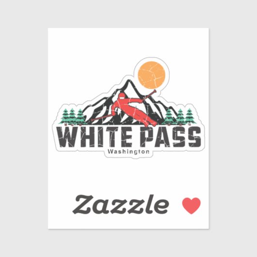 Retro White Pass Ski Aufkleber (Blatt)