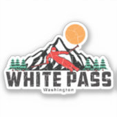 Retro White Pass Ski Aufkleber (Vorderseite)