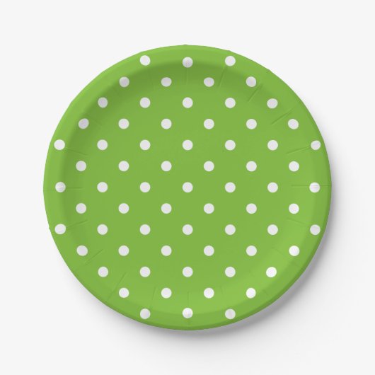 Retro White Polka Punkte auf grün Pappteller (Vorderseite)